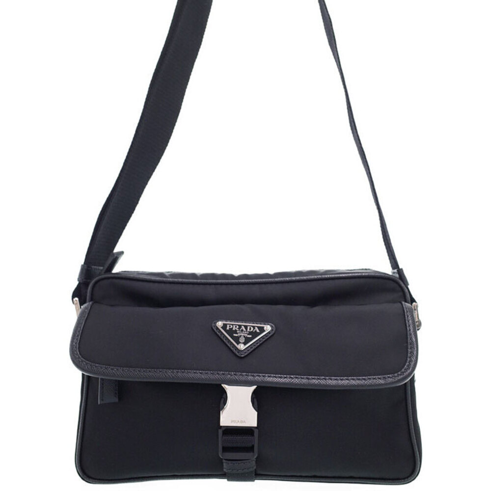 Prada ReNylon Saffiano leather messenger bag Black
